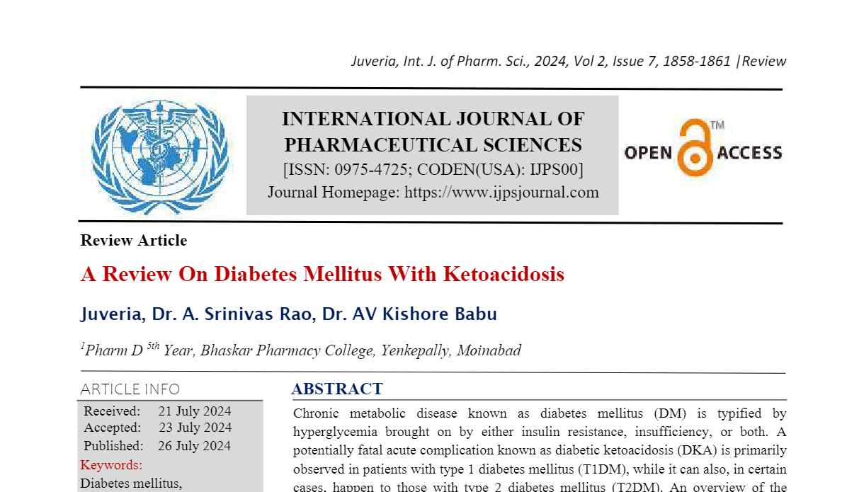 A Review On Diabetes Mellitus With Ketoacidosis