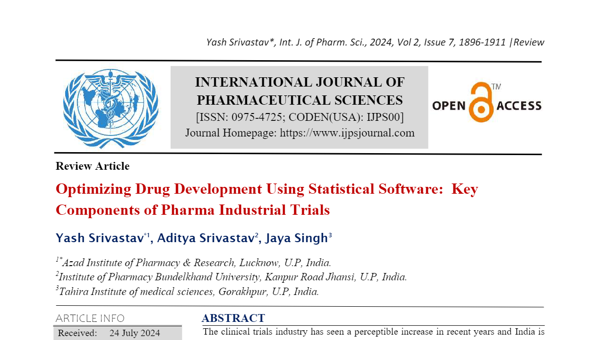 Optimizing Drug Development Using Statistical Software: Key Components of Pharma Industrial  Trials