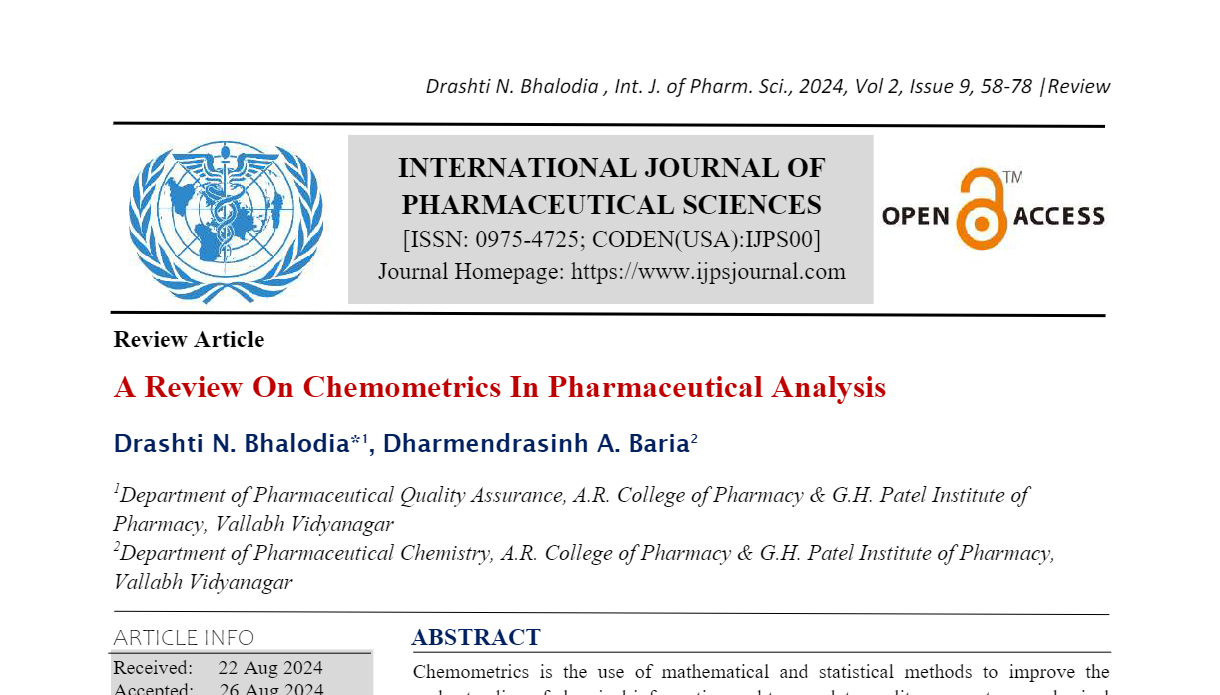 A Review On Chemometrics In Pharmaceutical Analysis 