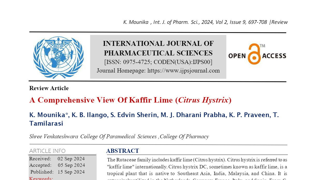 A Comprehensive View Of Kaffir Lime (Citrus Hystrix)