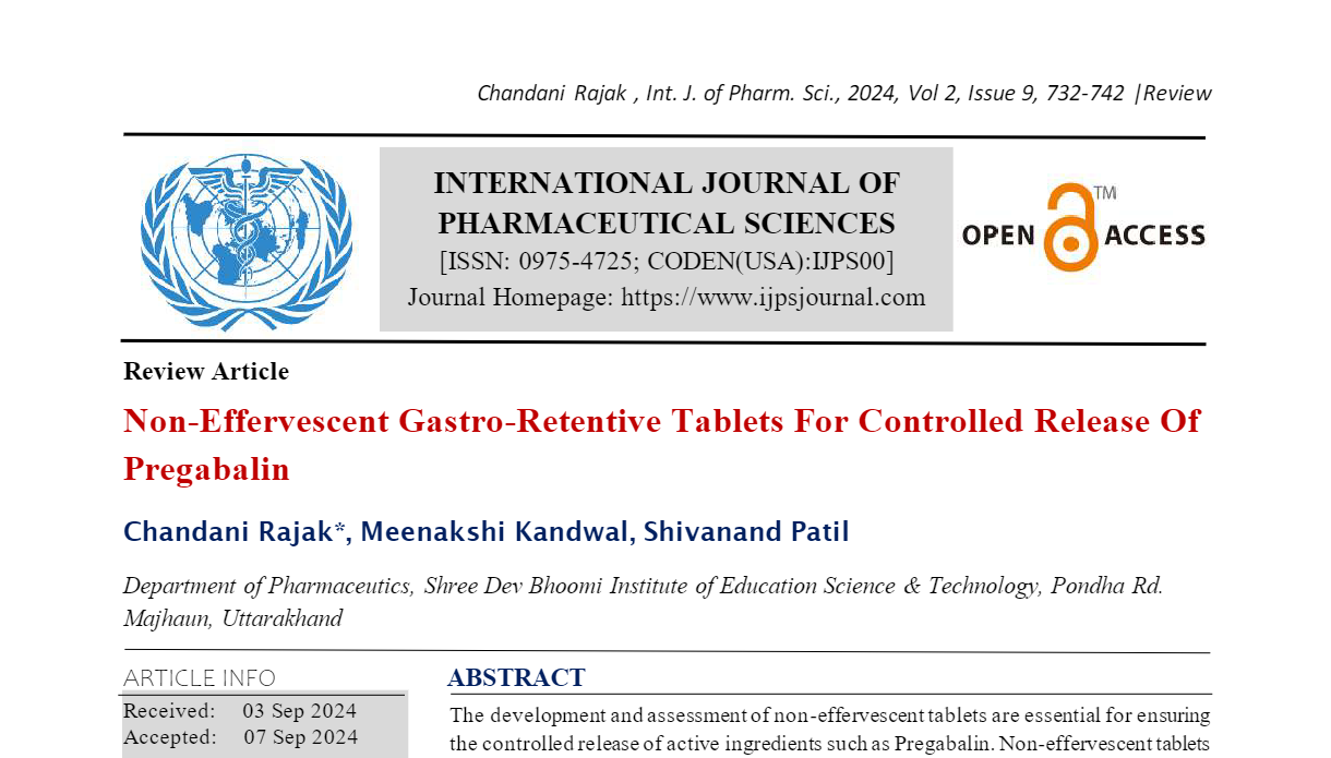 Non-Effervescent Gastro-Retentive Tablets For Controlled Release Of Pregabalin