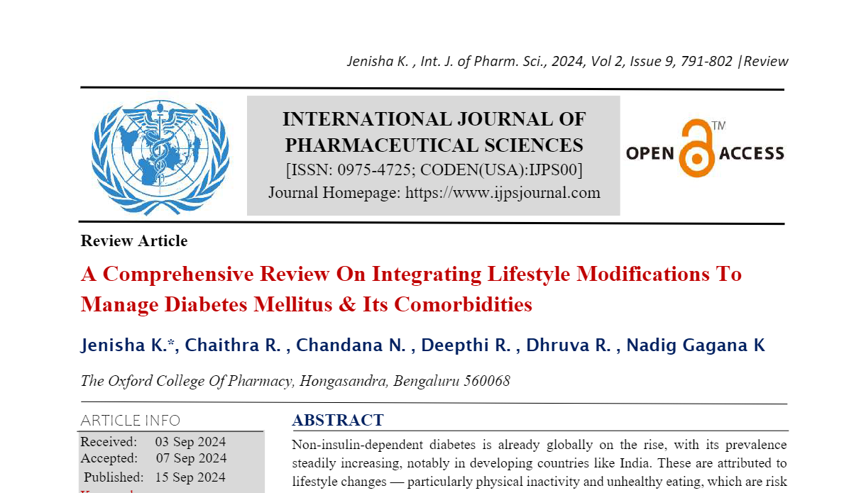 A Comprehensive Review On Integrating Lifestyle Modifications To Manage Diabetes Mellitus & Its Comorbidities 