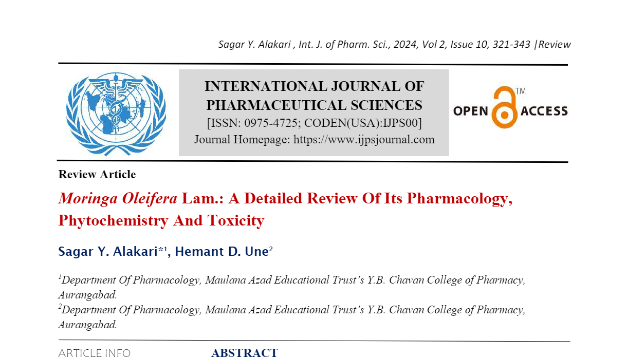 Moringa Oleifera Lam.: A Detailed Review Of Its Pharmacology, Phytochemistry And Toxicity