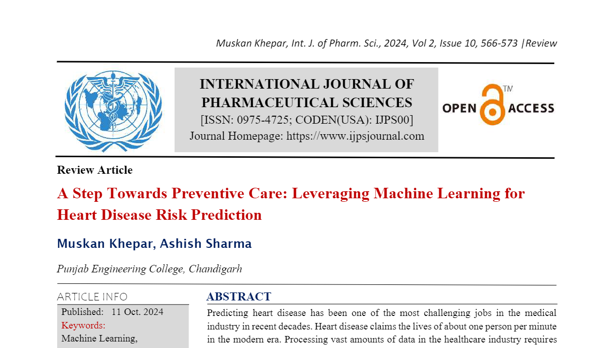 A Step Towards Preventive Care: Leveraging Machine Learning for Heart Disease Risk Prediction 