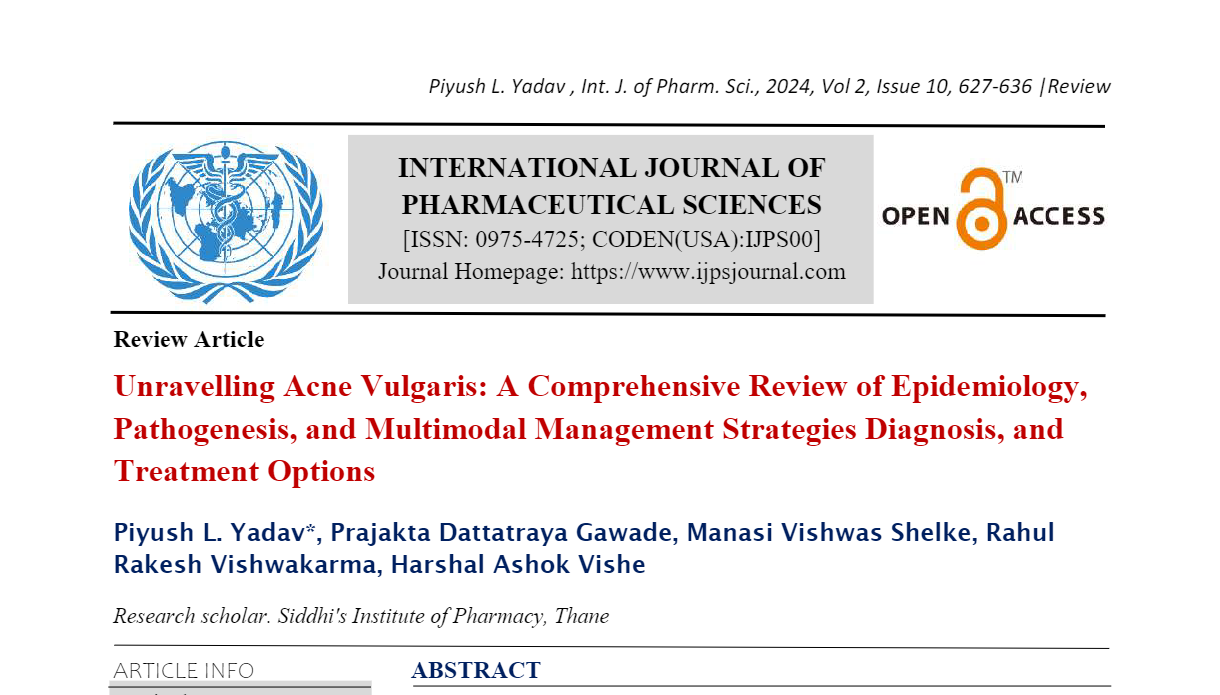 Unravelling Acne Vulgaris: A Comprehensive Review of Epidemiology, Pathogenesis, and Multimodal Management Strategies Diagnosis, and Treatment Options