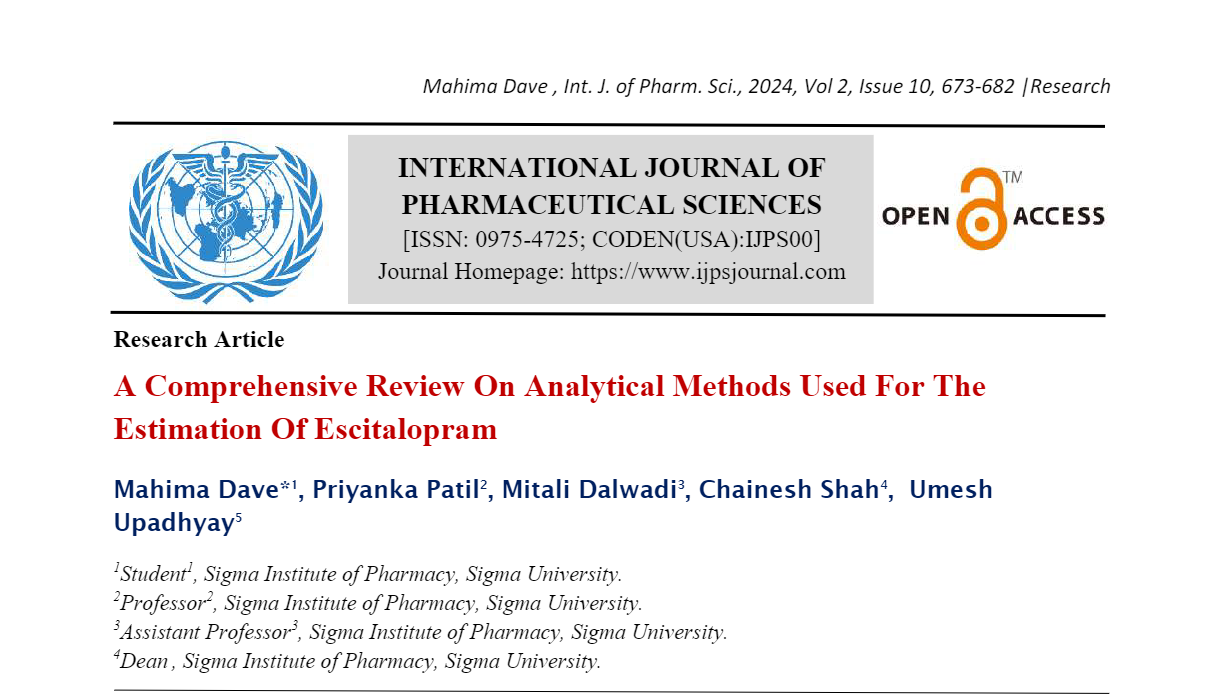 A Comprehensive Review On Analytical Methods Used For The Estimation Of Escitalopram 