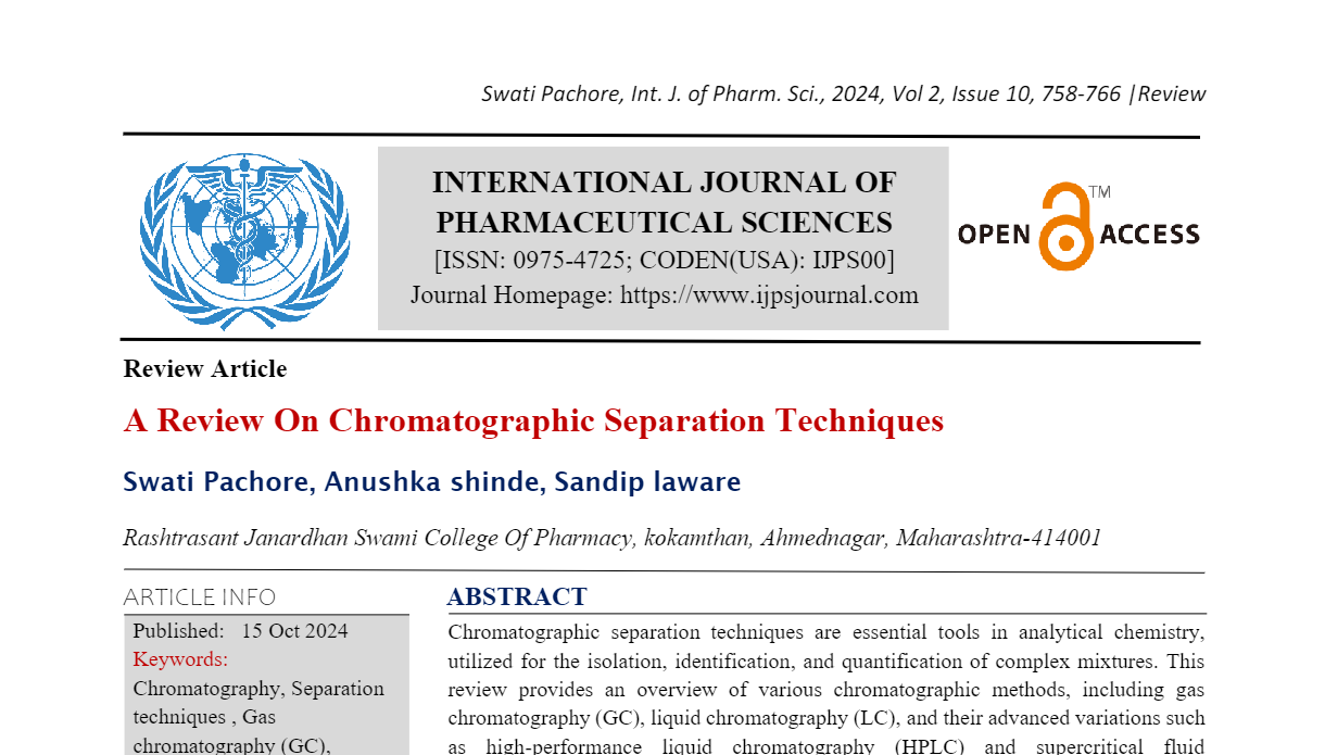 A Review On Chromatographic Separation Techniques 