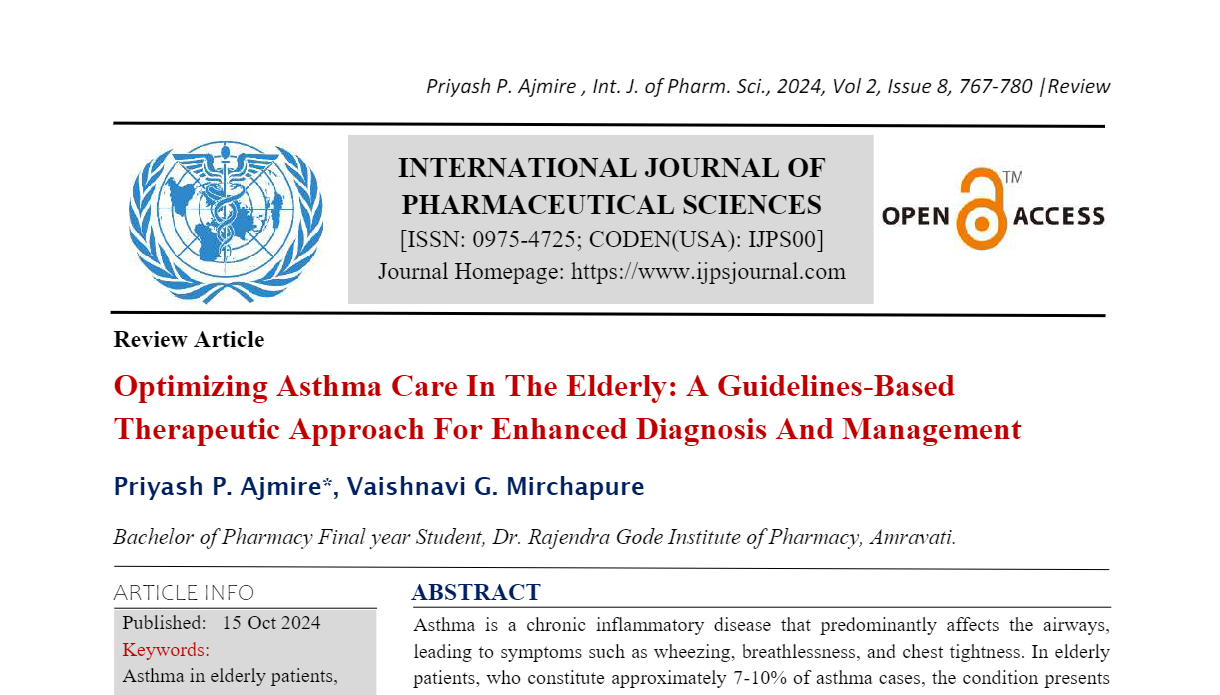 Optimizing Asthma Care In The Elderly: A Guidelines-Based Therapeutic Approach For Enhanced Diagnosis And Management