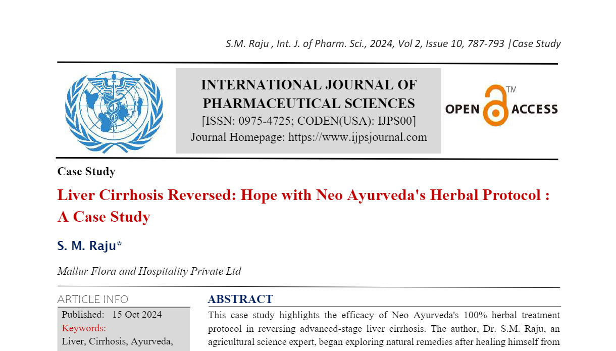 Liver Cirrhosis Reversed: Hope with Neo Ayurveda's Herbal Protocol : A Case Study 