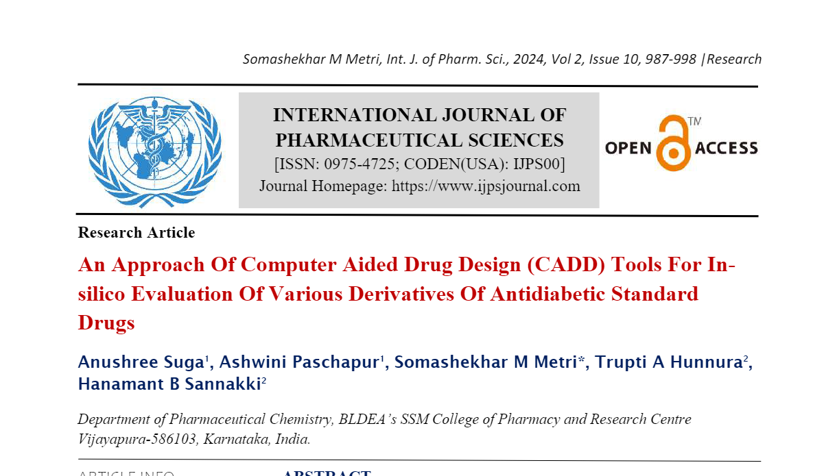 An Approach Of Computer Aided Drug Design (CADD) Tools For In-silico Evaluation Of Various Derivatives Of Antidiabetic Standard Drugs 