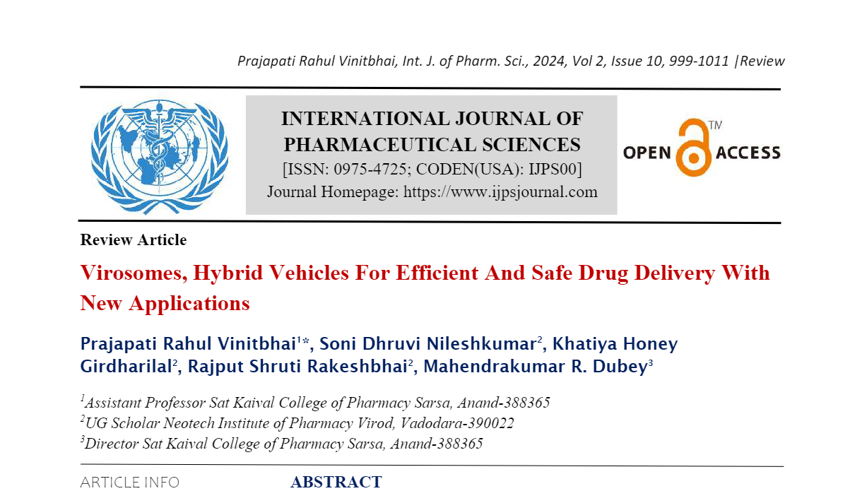 Virosomes, Hybrid Vehicles For Efficient And Safe Drug Delivery With New Applications