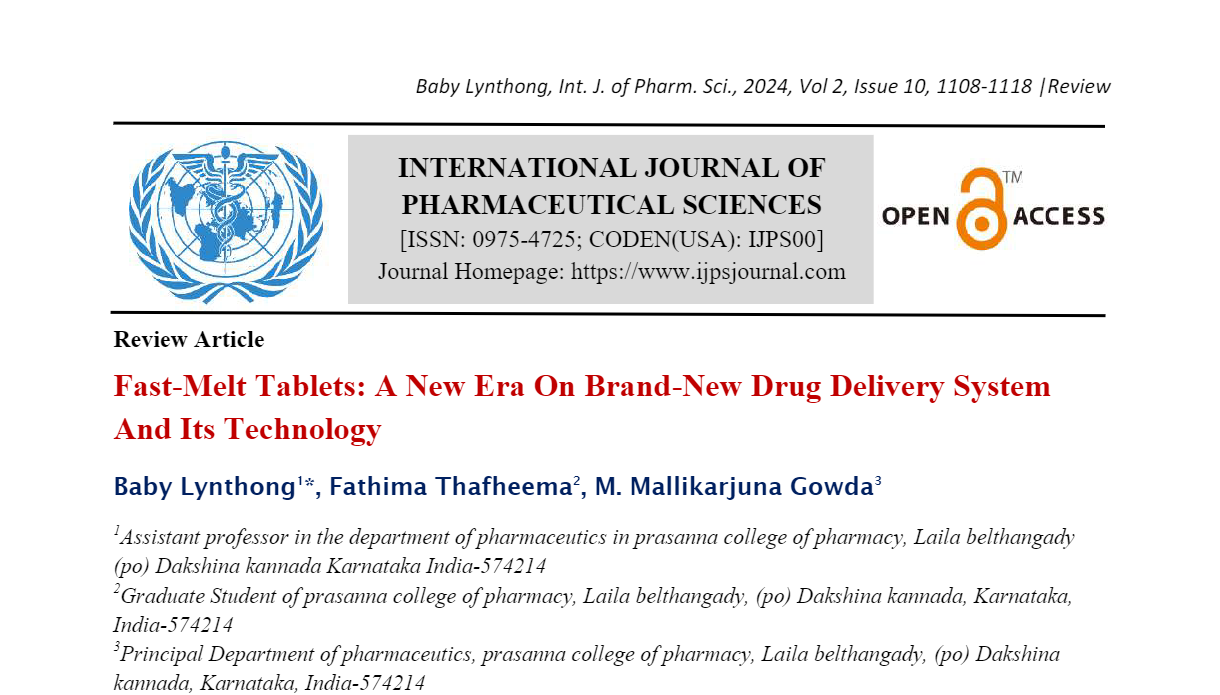 Fast-Melt Tablets: A New Era On Brand-New Drug Delivery System And Its Technology