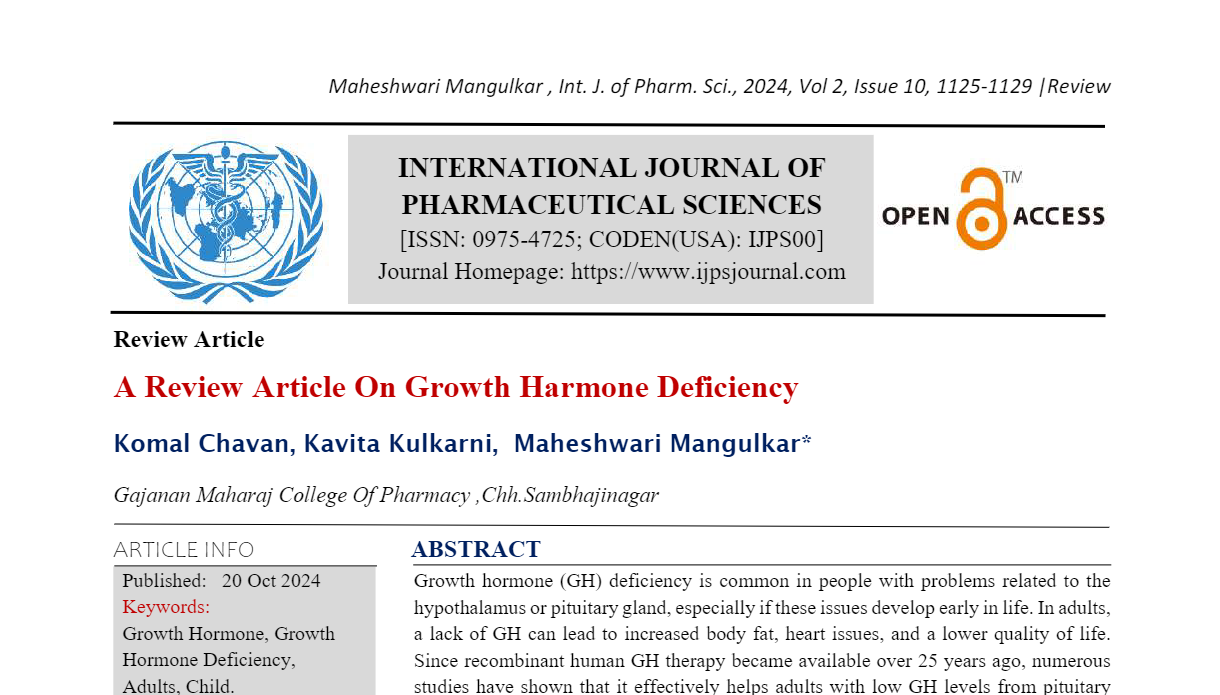 A Review Article On Growth Harmone Deficiency 