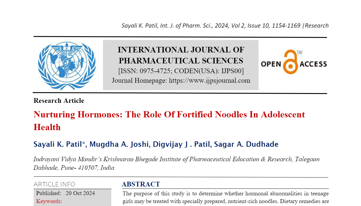 Nurturing Hormones: The Role Of Fortified Noodles In Adolescent Health