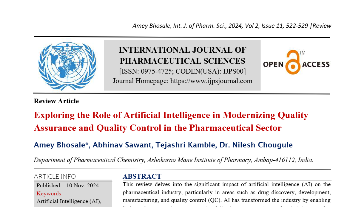 Exploring the Role of Artificial Intelligence in Modernizing Quality Assurance and Quality Control in the Pharmaceutical Sector  