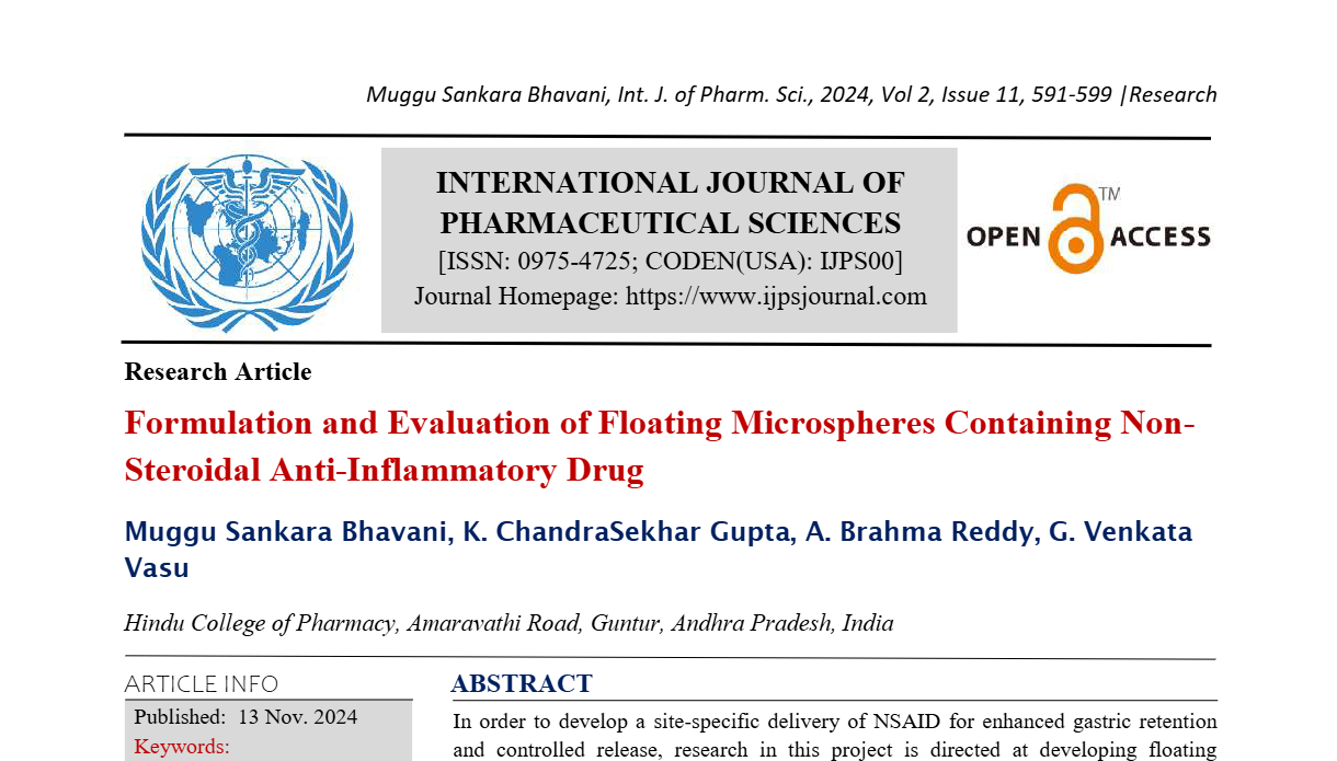 Formulation and Evaluation of Floating Microspheres Containing Non-Steroidal Anti-Inflammatory Drug