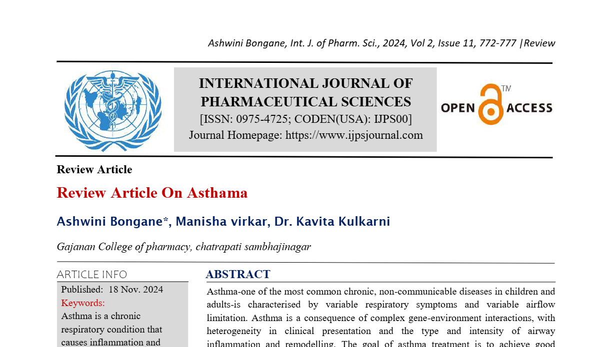 Review Article On Asthama