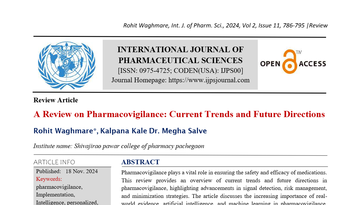 A Review on Pharmacovigilance: Current Trends and Future Directions  