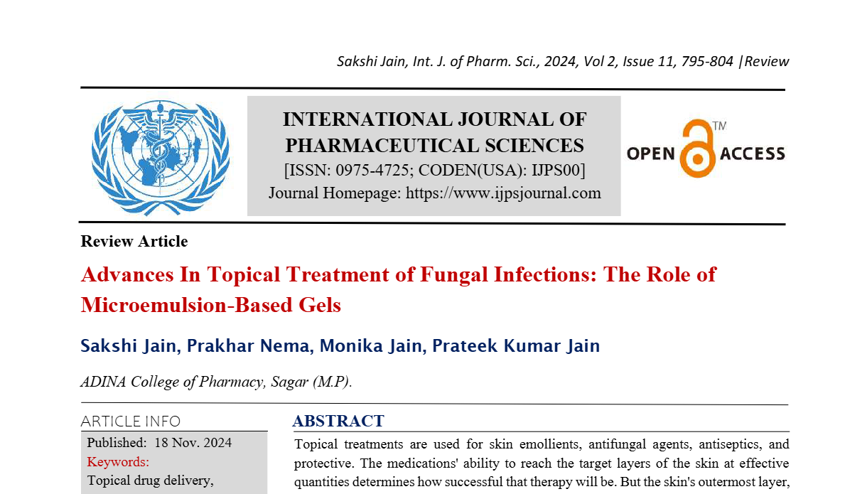 Advances In Topical Treatment of Fungal Infections: The Role of Microemulsion-Based Gels