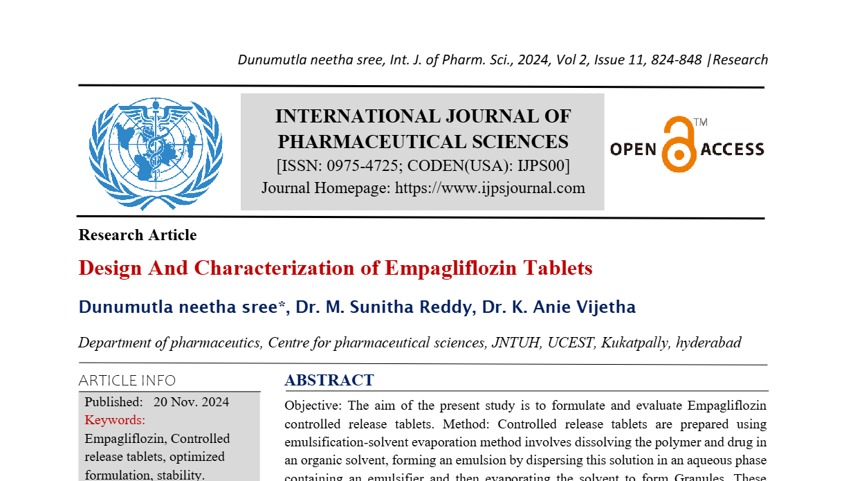 Design And Characterization of Empagliflozin Tablets  