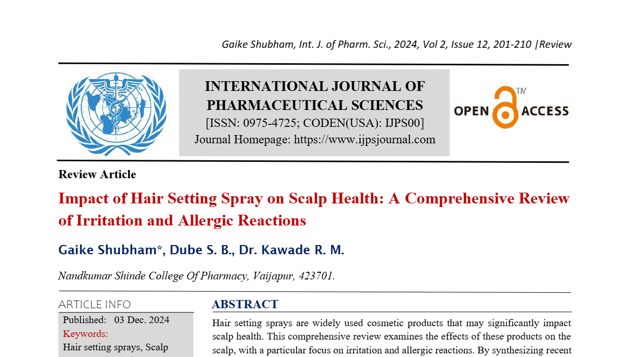 Impact of Hair Setting Spray on Scalp Health: A Comprehensive Review of Irritation and Allergic Reactions  