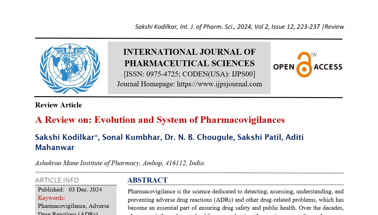 A Review on: Evolution and System of Pharmacovigilances  