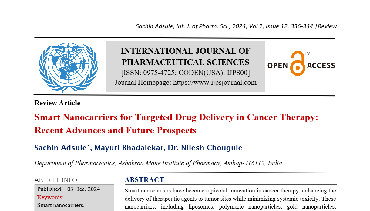 Smart Nanocarriers for Targeted Drug Delivery in Cancer Therapy: Recent Advances and Future Prospects