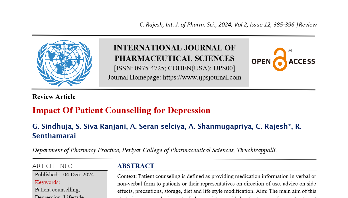 Impact Of Patient Counselling for Depression