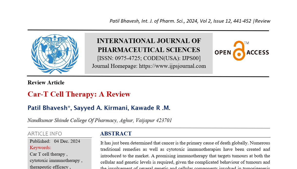 Car-T Cell Therapy: A Review  