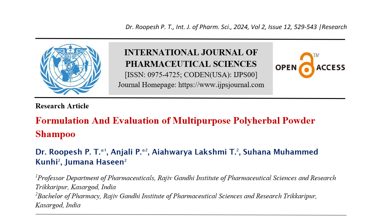 Formulation And Evaluation of Multipurpose Polyherbal Powder Shampoo 