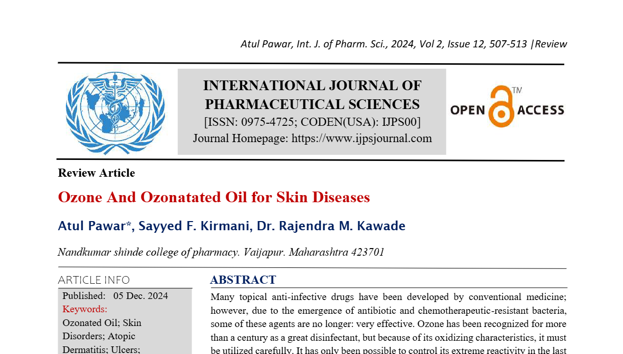 Ozone And Ozonatated Oil for Skin Diseases  