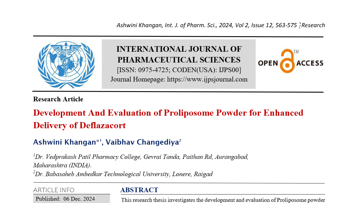 Development And Evaluation of Proliposome Powder for Enhanced Delivery of Deflazacort