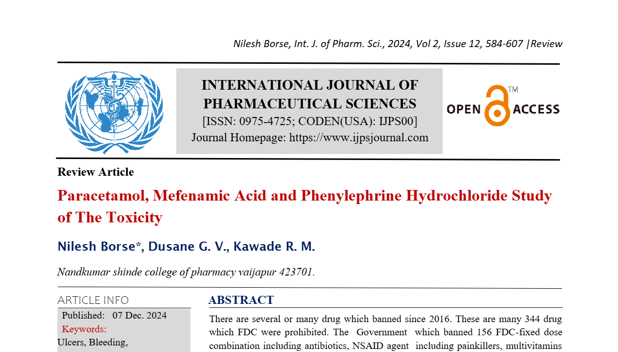 Paracetamol, Mefenamic Acid and Phenylephrine Hydrochloride Study of The Toxicity