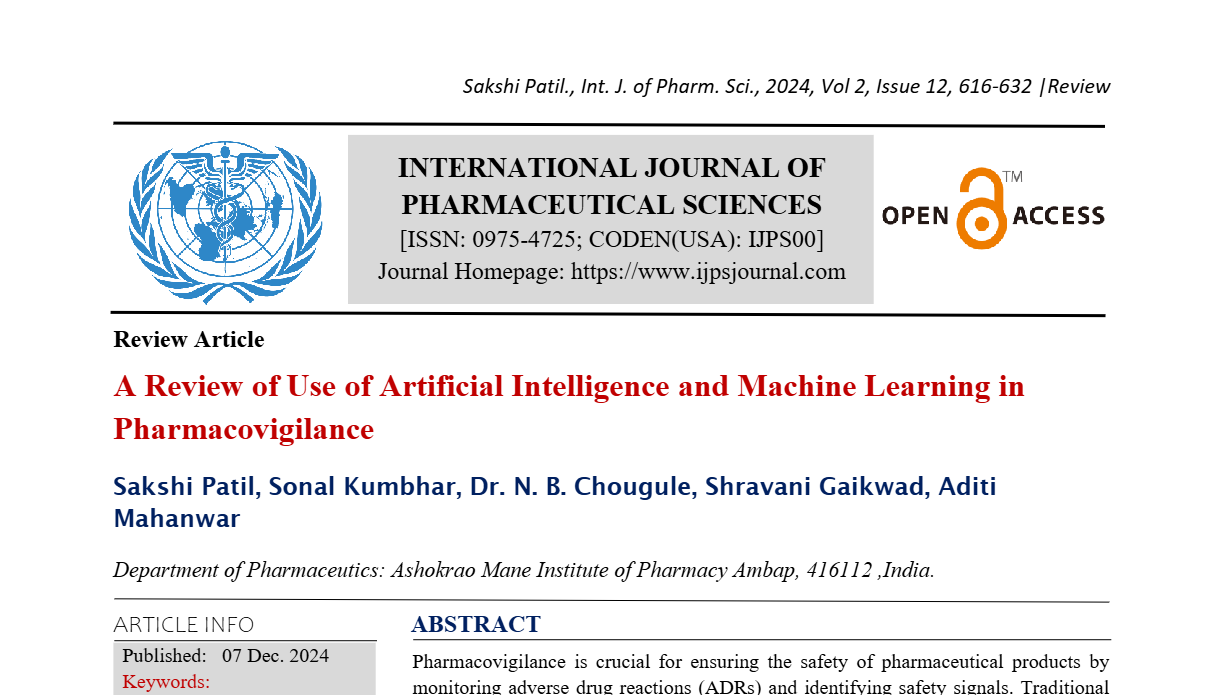 A Review of Use of Artificial Intelligence and Machine Learning in Pharmacovigilance