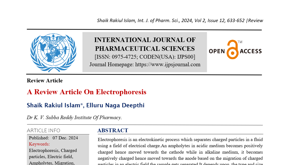 A Review Article On Electrophoresis