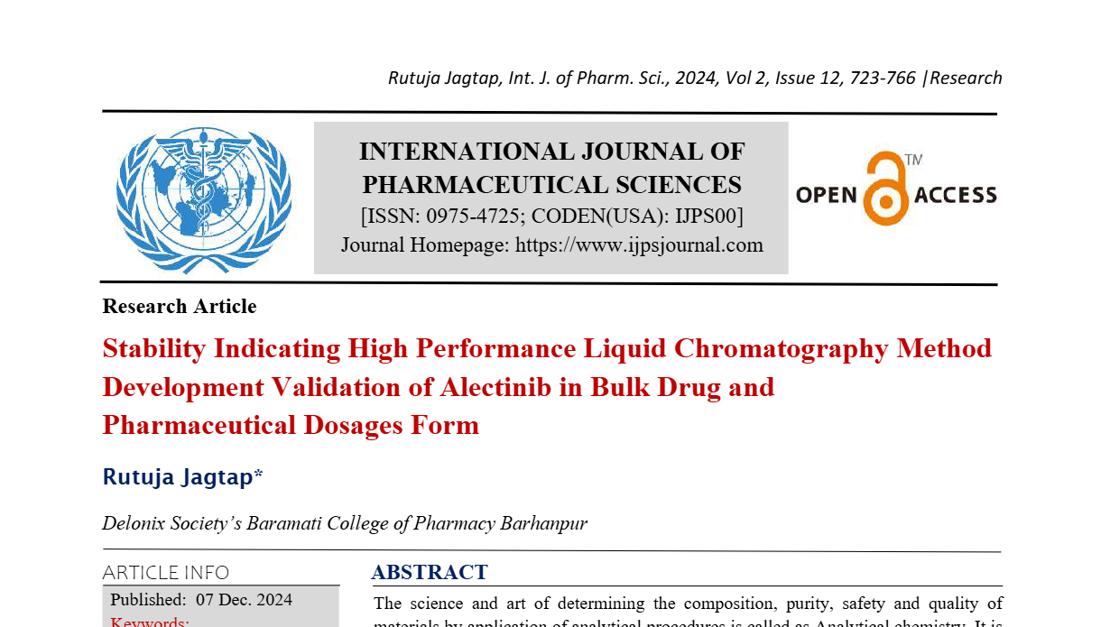 Stability Indicating High Performance Liquid Chromatography Method Development Validation of Alectinib in Bulk Drug and Pharmaceutical Dosages Form