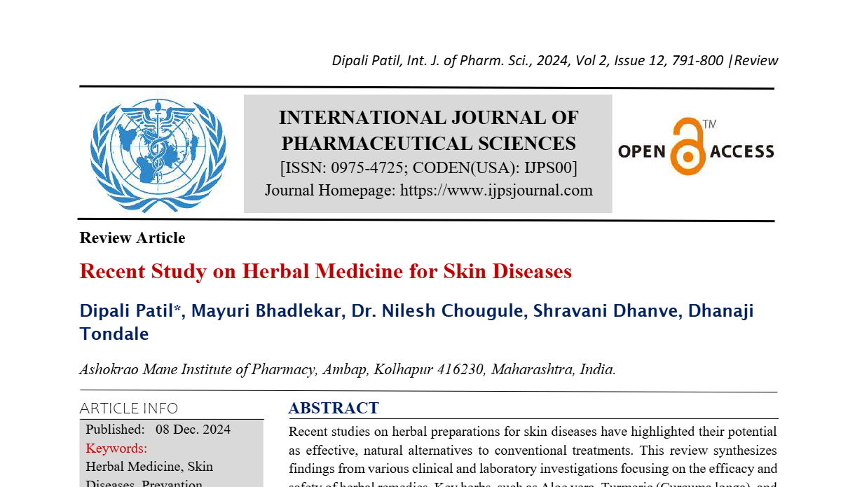 Recent Study on Herbal Medicine for Skin Diseases  