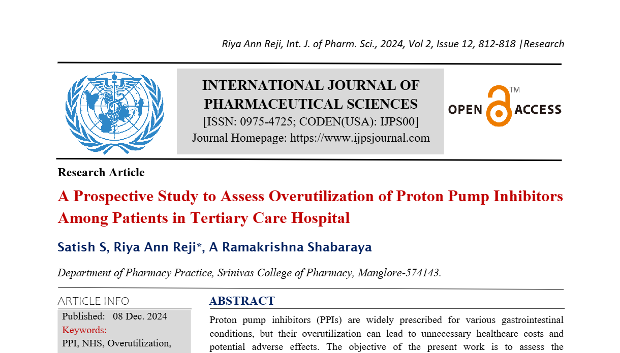 A Prospective Study to Assess Overutilization of Proton Pump Inhibitors Among Patients in Tertiary Care Hospital