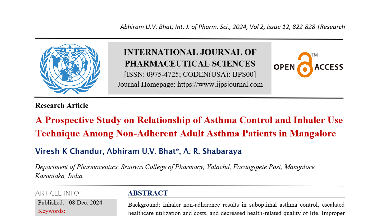 A Prospective Study on Relationship of Asthma Control and Inhaler Use Technique Among Non-Adherent Adult Asthma Patients in Mangalore