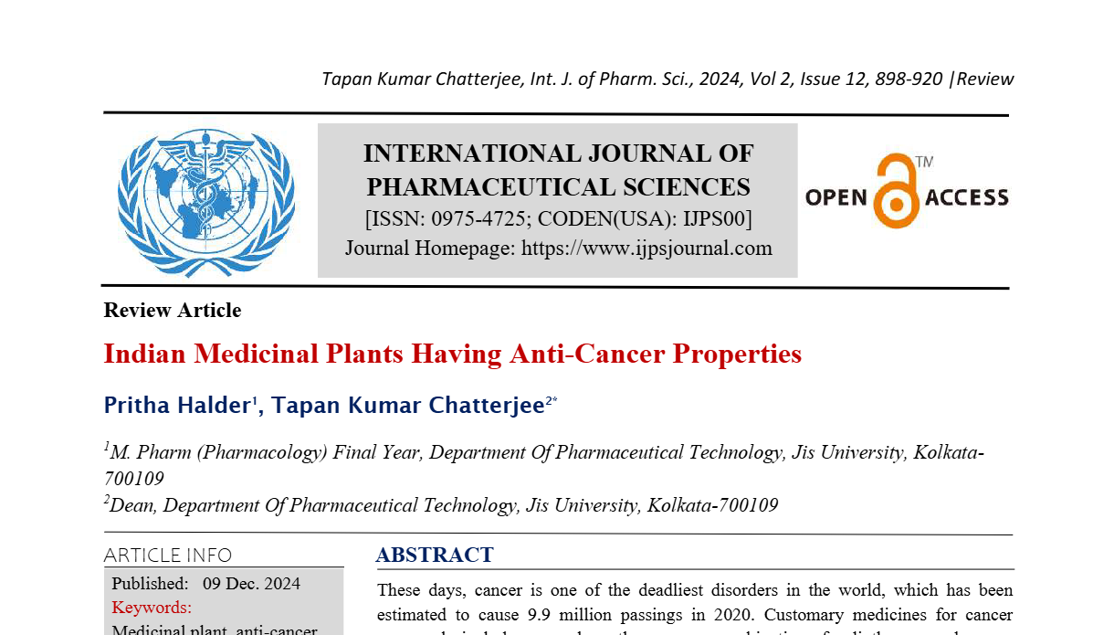 Indian Medicinal Plants Having Anti-Cancer Properties 