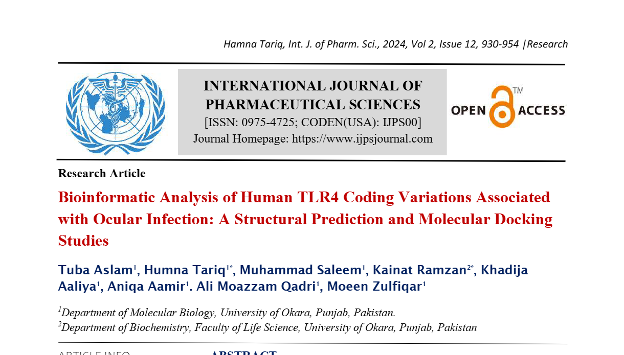 Bioinformatic Analysis of Human TLR4 Coding Variations Associated with Ocular Infection: A Structural Prediction and Molecular Docking Studies