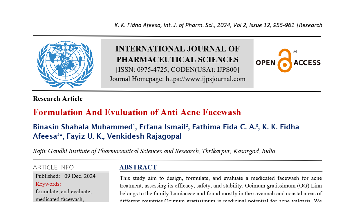 Formulation And Evaluation of Anti Acne Facewash