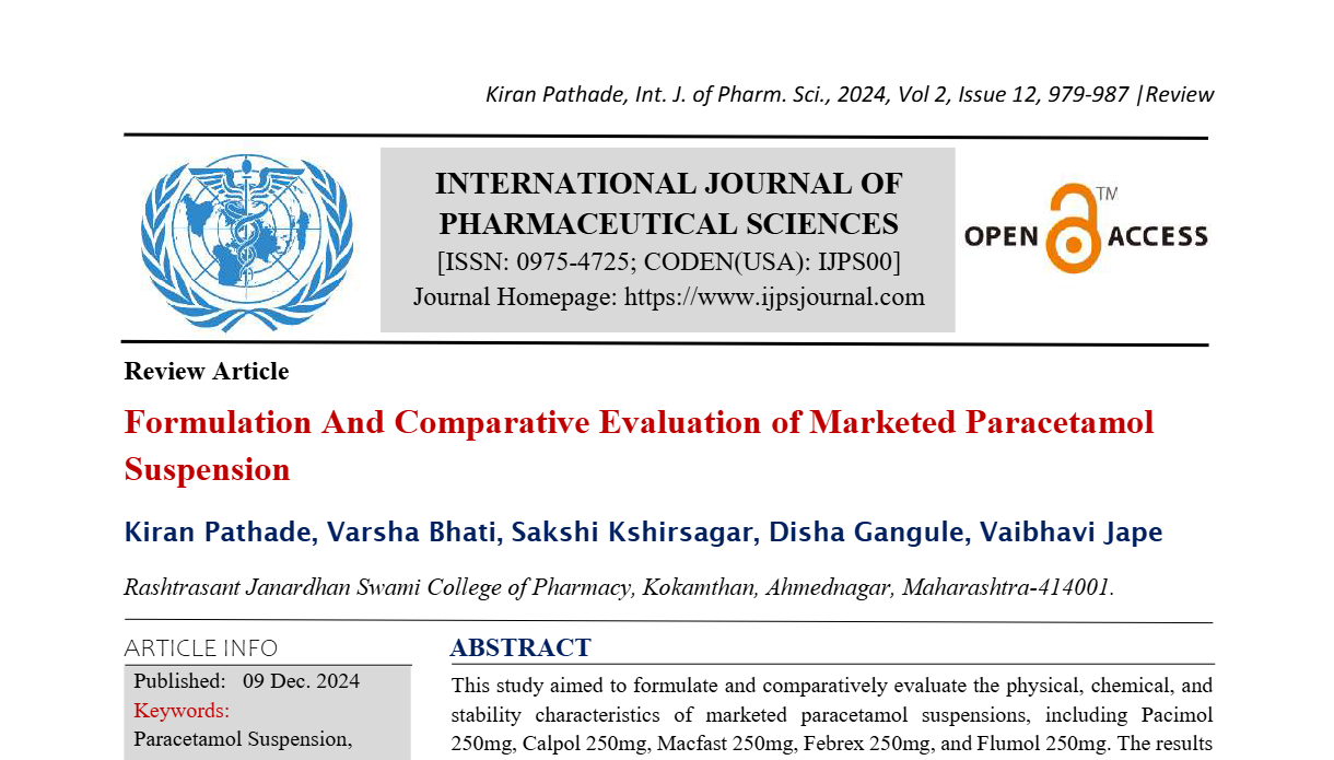 Formulation And Comparative Evaluation of Marketed Paracetamol Suspension  