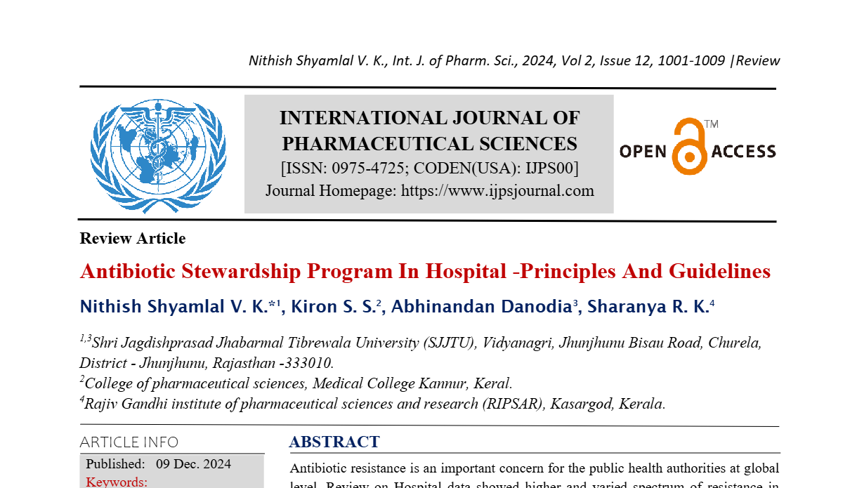 Antibiotic Stewardship Program In Hospital -Principles And Guidelines