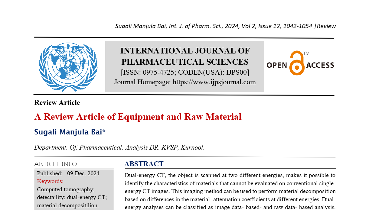 A Review Article of Equipment and Raw Material