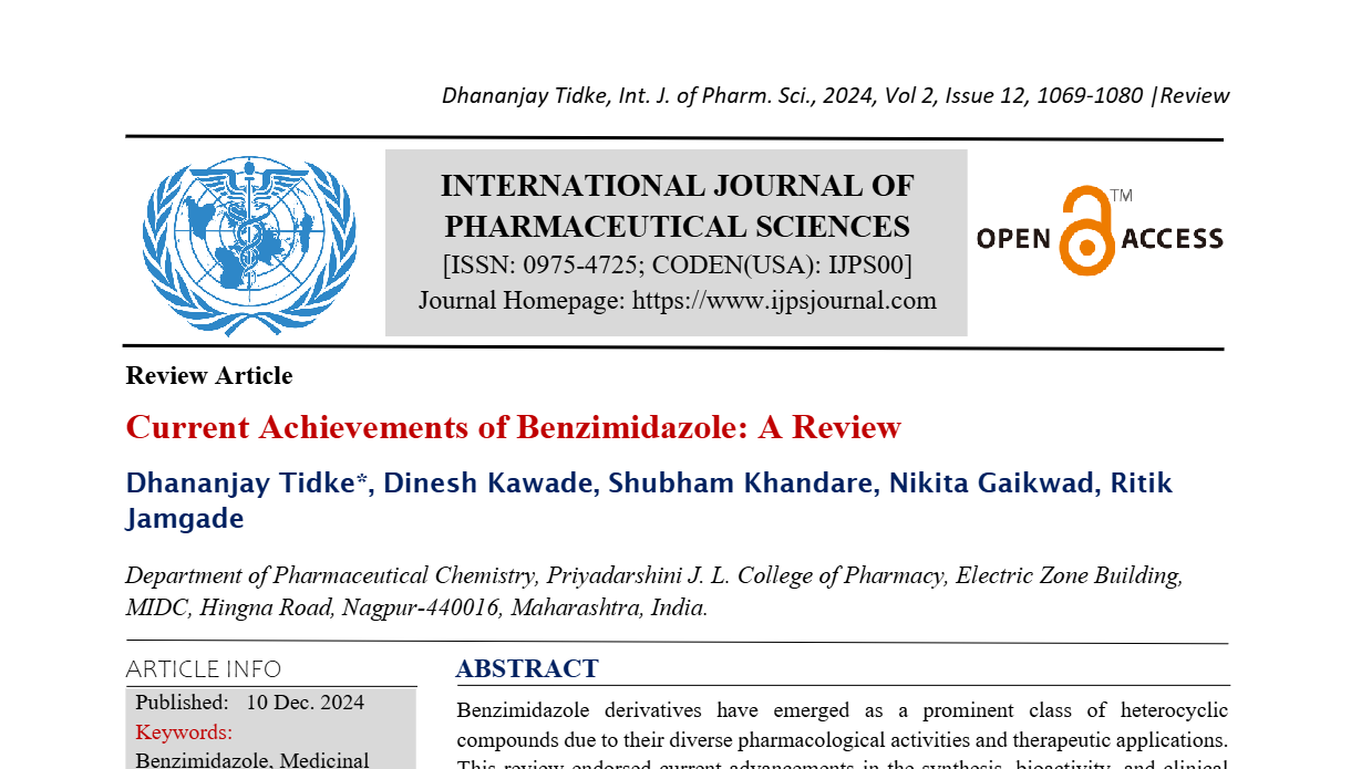 Current Achievements of Benzimidazole: A Review