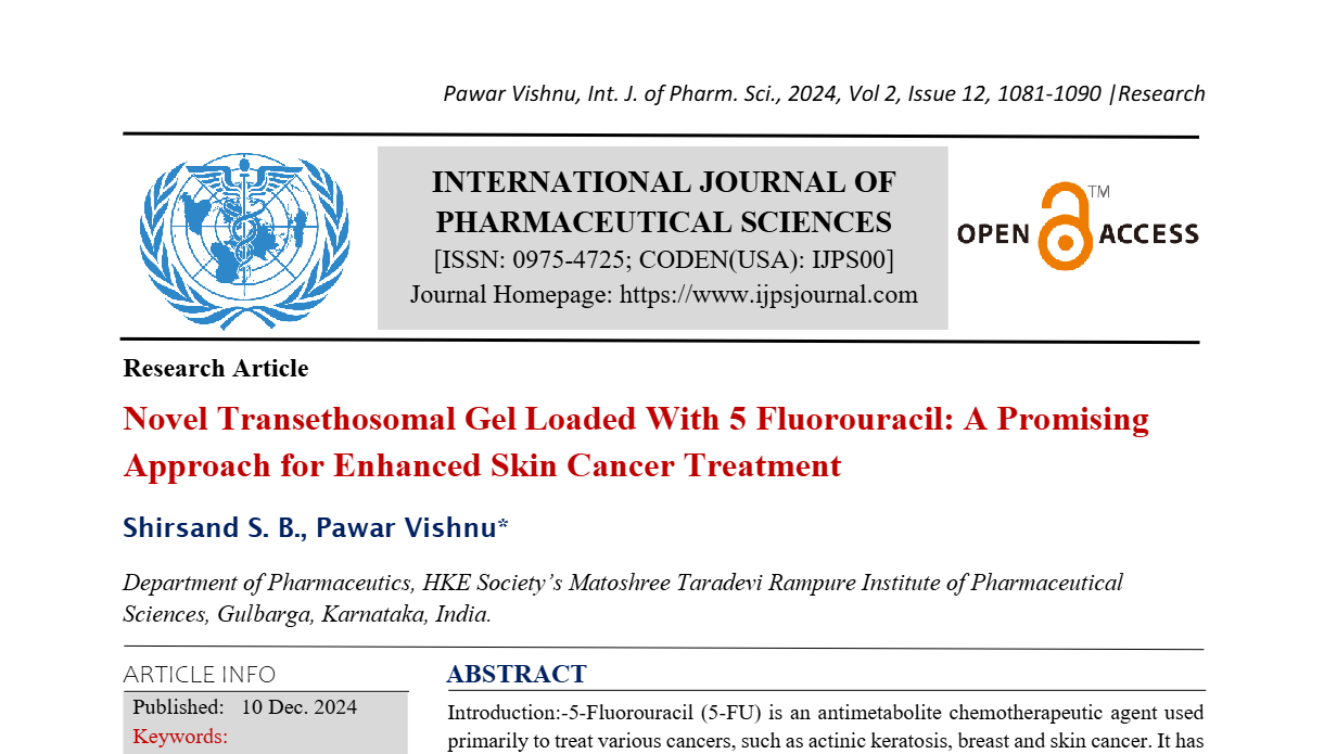 Novel Transethosomal Gel Loaded With 5 Fluorouracil: A Promising Approach for Enhanced Skin Cancer Treatment  