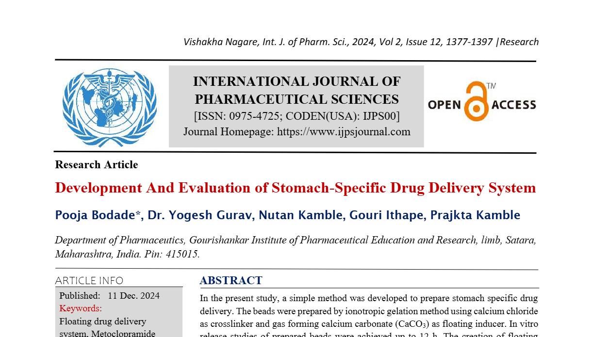 Development And Evaluation of Stomach-Specific Drug Delivery System