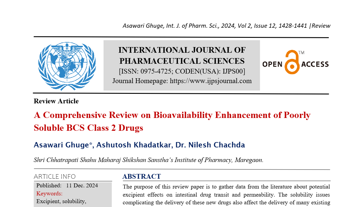 A Comprehensive Review on Bioavailability Enhancement of Poorly Soluble BCS Class 2 Drugs