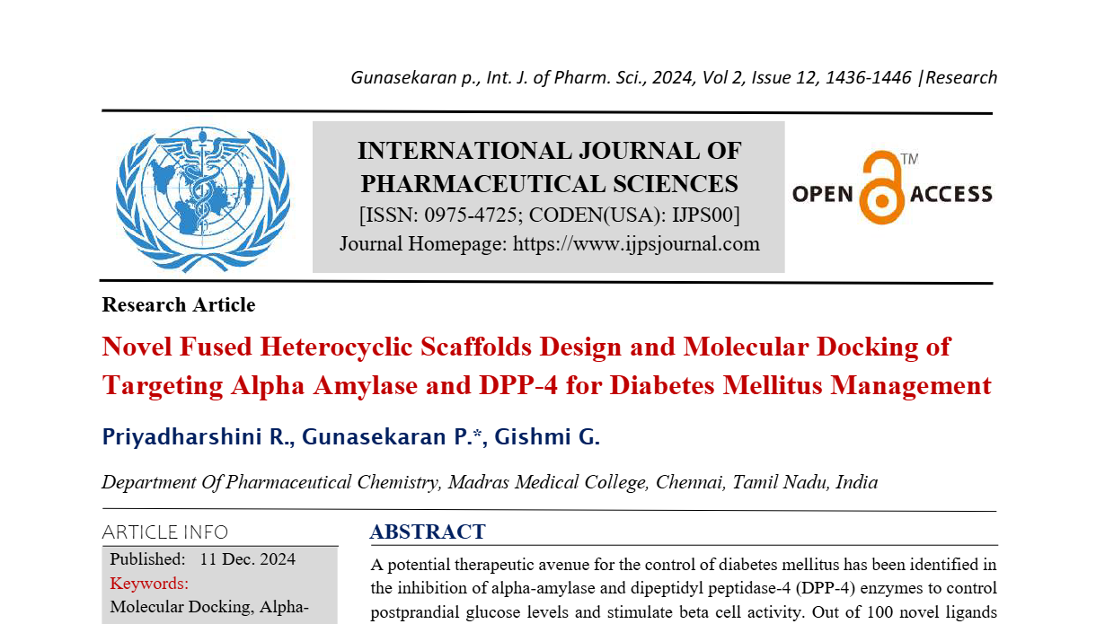 Novel Fused Heterocyclic Scaffolds Design and Molecular Docking of Targeting Alpha Amylase and DPP-4 for Diabetes Mellitus Management  